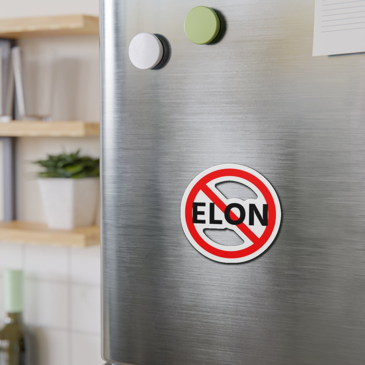 No Elon Die-Cut Magnet | Bold Statement Decor for Fridges & Cars | Fun Gift for Activists