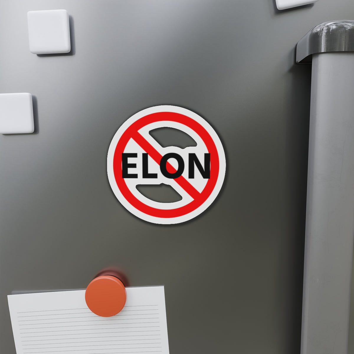 No Elon Die-Cut Magnet | Bold Statement Decor for Fridges & Cars | Fun Gift for Activists