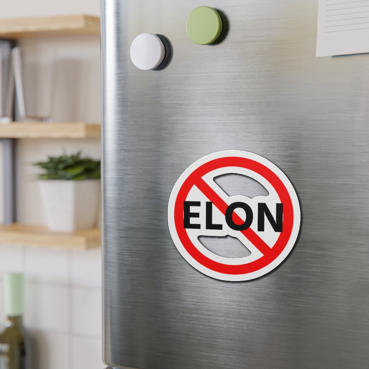 No Elon Die-Cut Magnet | Bold Statement Decor for Fridges & Cars | Fun Gift for Activists