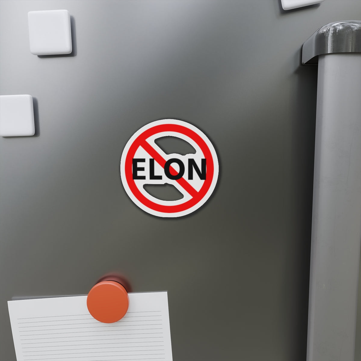 No Elon Die-Cut Magnet | Bold Statement Decor for Fridges & Cars | Fun Gift for Activists